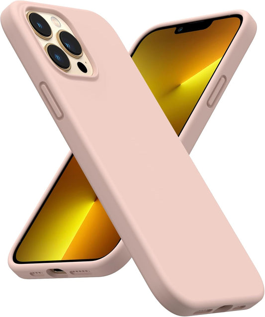 Shockproof Liquid Silicone Designed for Iphone 13 Pro Max Case 6.7", Gel Rubber Comprehensive Protection Anti-Shock Cover Drop Protection 6.7Inch-Sand Chalk Pink